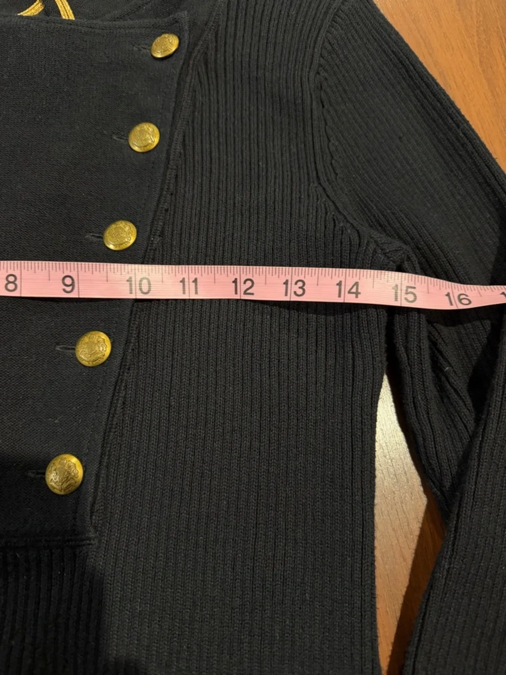 Vintage Lauren Ralph Lauren Military Style Double Breast Bib Front Ribbed Knit - Picture 7 of 8